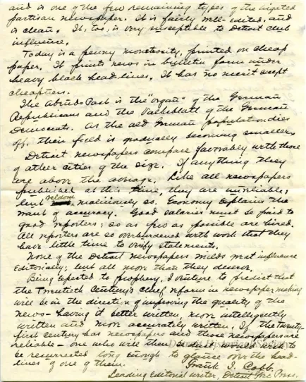 Letter - The Newspapers of Detroit