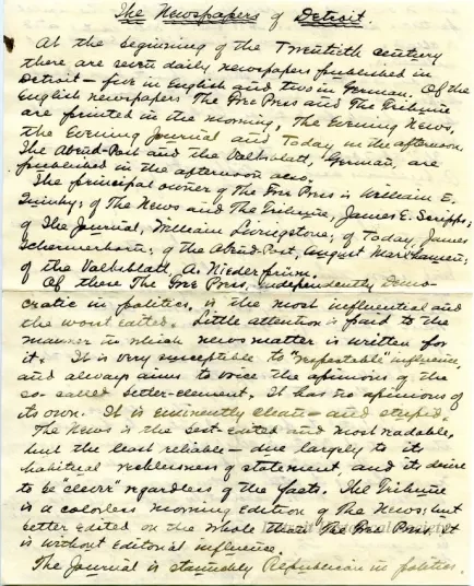 Letter - The Newspapers of Detroit