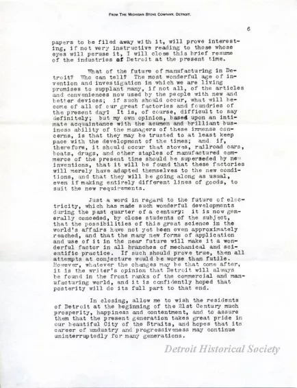 Letter - The Michigan Stove Company