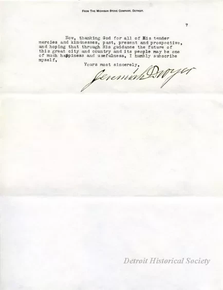 Letter - The Michigan Stove Company