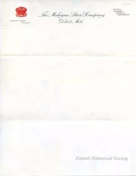 Paper, Letterhead - The Michigan Stove Company
