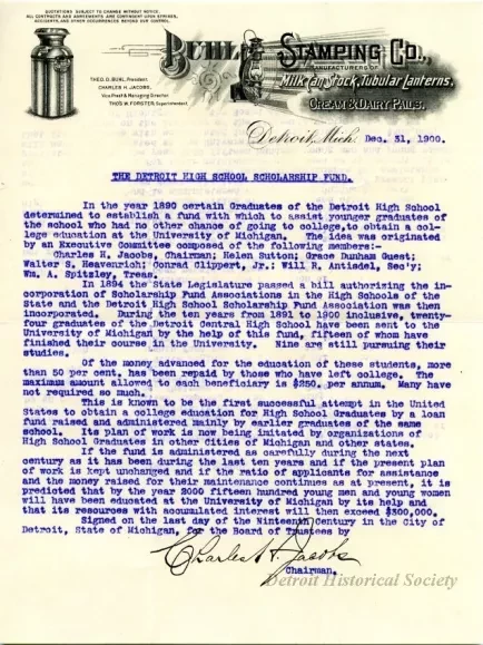 Letter - The Detroit High School Scholarship Fund