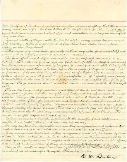 Letter - Real Estate Titles in Detroit, Past, Present and Future