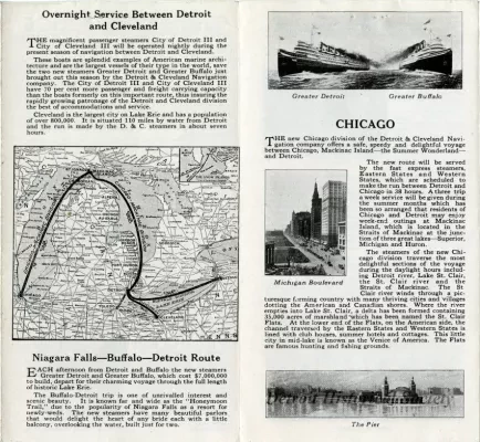 Brochure - D&C Lake Lines, Detroit, Cleveland, Buffalo, Niagara Falls, Mackinac Island, Chicago