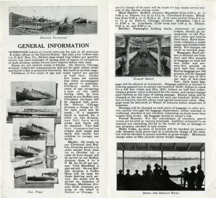 Brochure - D&C Lake Lines, Detroit, Cleveland, Buffalo, Niagara Falls, Mackinac Island, Chicago