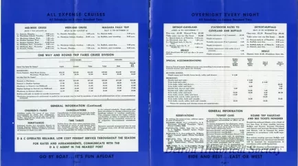 Booklet - Low-Cost All-Expense Great Lakes Cruises, Detroit to Niagara Falls, Mackinac Island, Harbor Springs, Georgian Bay
