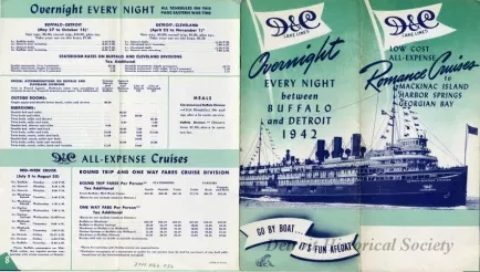 Booklet - D&C Lake Lines Low Cost All-Expense Romance Cruises to Mackinac Island, Harbor Springs, Georgian Bay