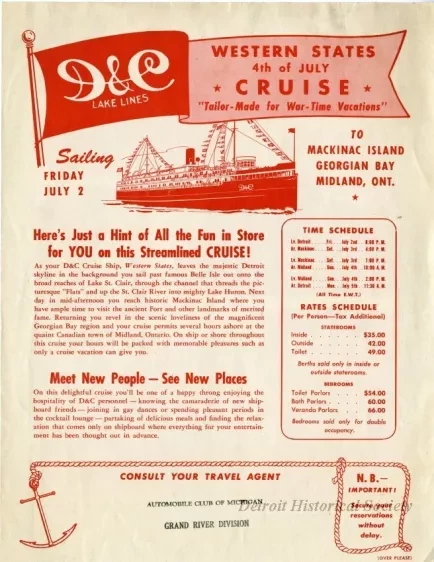 Flyer - WESTERN STATES 4th of July Cruise, "Tailor Made for War-Time Vacations"