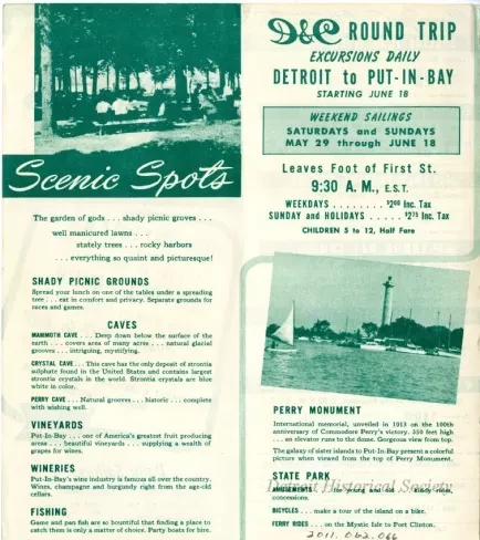 Brochure - Round Trip Excursions: Detroit to Put-In-Bay
