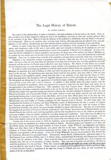 Magazine - The Legal History of Detroit