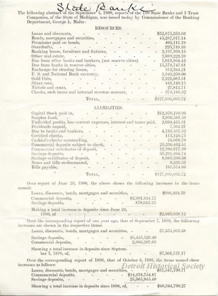 Statement, Financial - Commissioners of Banking in Michigan