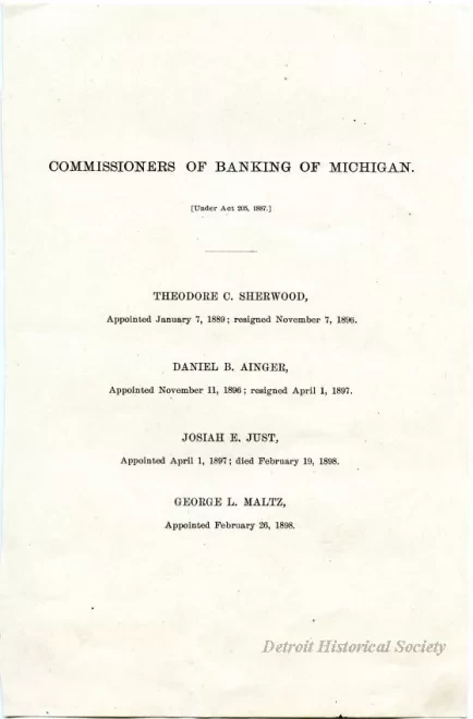 Statement, Financial - Commissioners of Banking in Michigan