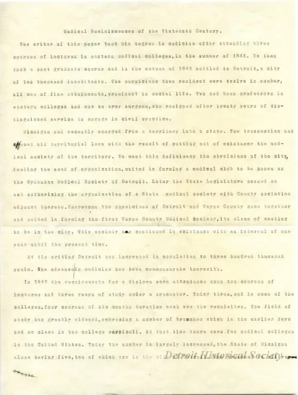 Letter - Medical Reminiscences of the Nineteenth Century