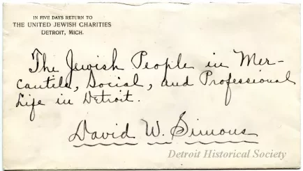 Envelope - The Jewish People in Mercantile, Social, and Professional Life in Detroit