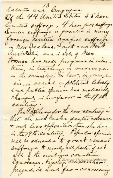 Letter - Woman's Suffrage - Retrospect and Prophecy