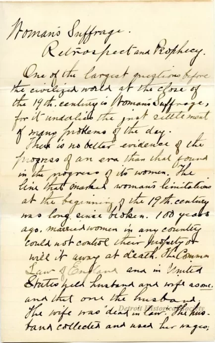 Letter - Woman's Suffrage - Retrospect and Prophecy