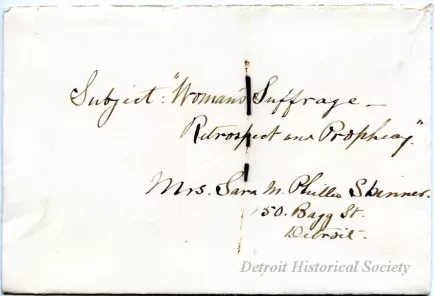 Envelope - Woman's Suffrage - Retrospect and Prophecy