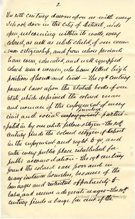 Letter - The Past, Present and Future of the Colored Race in Detroit