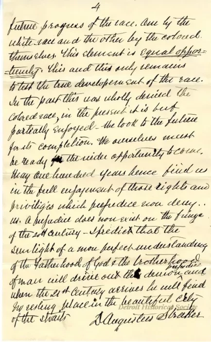 Letter - The Past, Present and Future of the Colored Race in Detroit