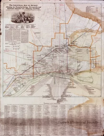 Negative, Film - The Industrial Map of Detroit Showing Its Manufacturing, Mercantile and Railroad Interests with Shipping Facilities