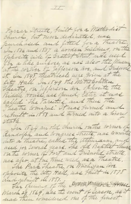 Letter - The Stage in Detroit