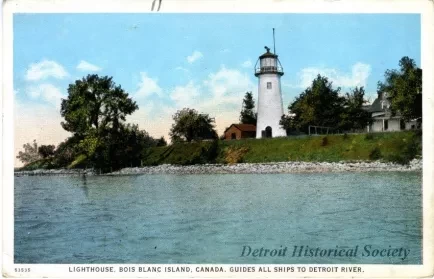 Postcard - Lighthouse, Bois Blanc Island, Canada. Guides All Ships to Detroit River.