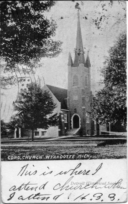 Postcard - Cong. Church, Wyandotte, Mich.