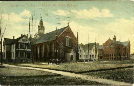 Postcard - Buildings of St. Patrick's Church, Wyandotte, Michigan