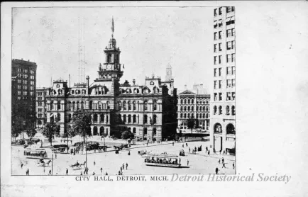 Postcard - City Hall, Detroit, Mich.