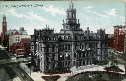 Postcard - City Hall, Detroit, Mich.