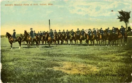 Postcard - Detroit's Mounted Police at Drill, Detroit, Mich.