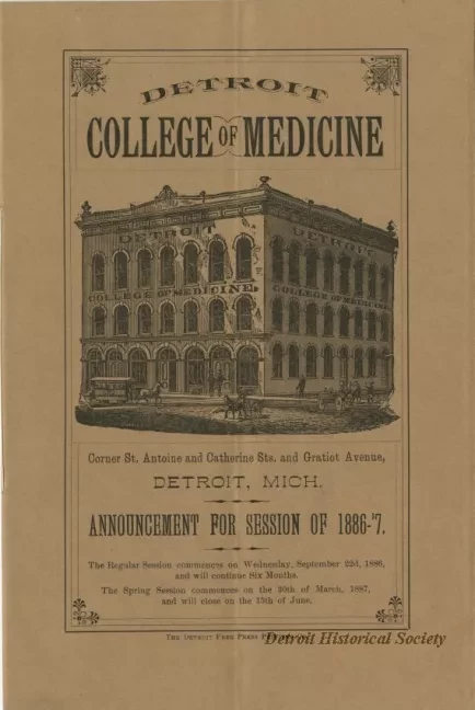 Booklet - Detroit College of Medicine Announcement for Session of 1886-7