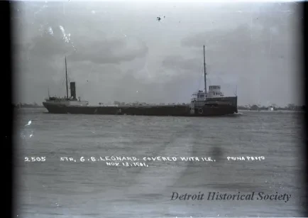 Negative, Glass-plate - Str. G.B. LEONARD Covered with Ice, Nov. 13th, 1911