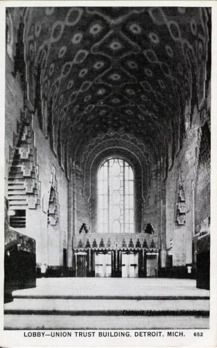 Postcard - Lobby - Union Trust Building, Detroit, Mich.