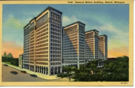 Postcard - General Motors Building, Detroit, Michigan