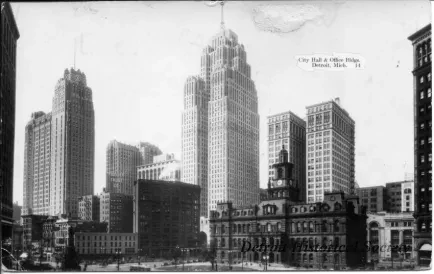Postcard - City Hall & Office Bldgs., Detroit Mich. 14 - City Hall & Office Bldgs. Detroit, Mich.