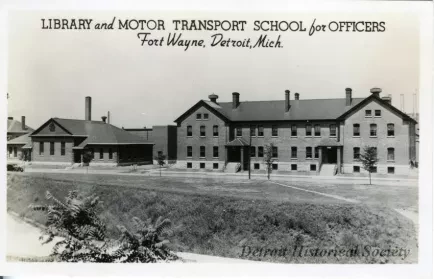 Postcard - Library and Motor Transport School for Officers, Fort Wayne, Detroit, Mich.