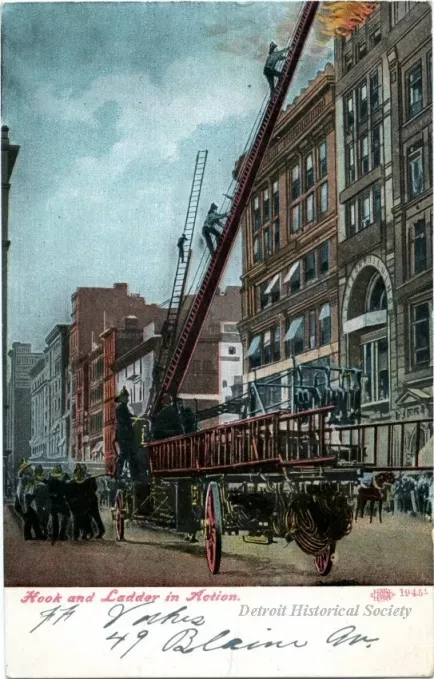Postcard - Hook and Ladder in Action - Hook And Ladder in Action