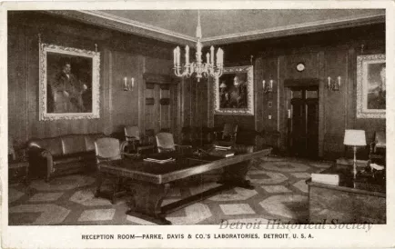 Postcard - Reception Room - Parke, Davis & Co.'s Laboratories, Detroit, U.S.A.