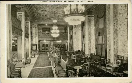 Postcard - Lobby, Book-Cadillac Hotel, Detroit, Mich.