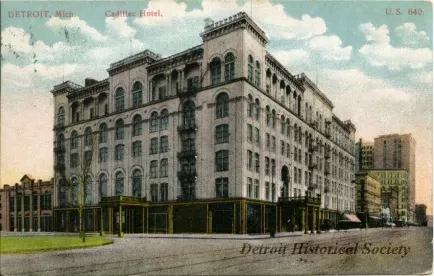 Postcard - Cadillac Hotel, Detroit, Mich.