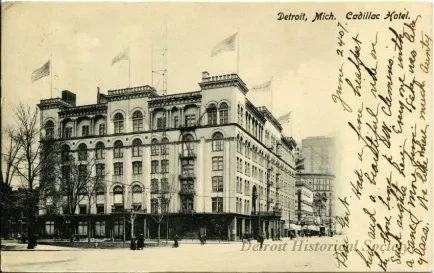 Postcard - Detroit, Mich. Cadillac Hote.