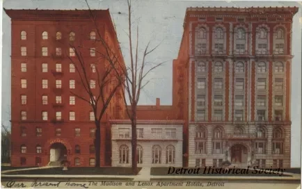 Postcard - The Madison and Lenox Apartment Hotels, Detroit