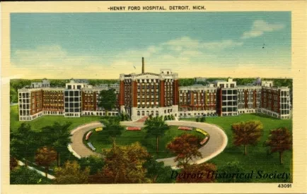 Postcard - Henry Ford Hospital, Detroit, Mich.