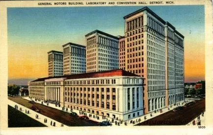 Postcard - General Motors Building, Laboratory and Convention Hall, Detroit, Mich.