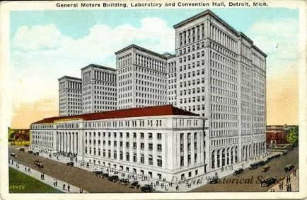 Postcard - General Motors Building, Laboratory and Convention Hall, Detroit, Mich.