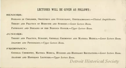 Calendar - University of Michigan Department of Medicine and Surgery Order of Exercises, First Semester, 1889-90.