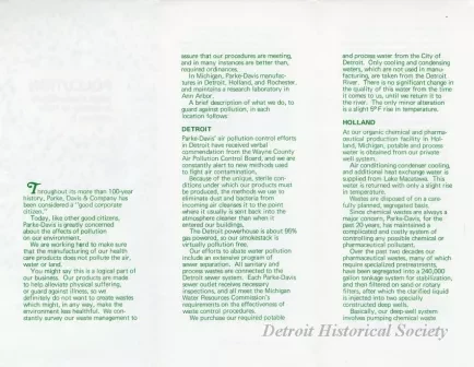 Brochure - Pollution, What Parke-Davis Is Doing to Help Control It