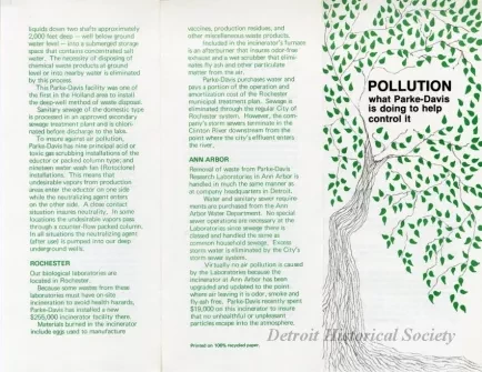 Brochure - Pollution, What Parke-Davis Is Doing to Help Control It