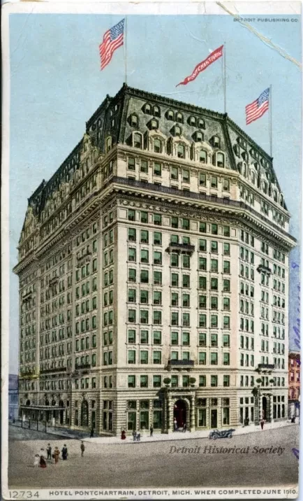 Postcard - Hotel Pontchartrain, Detroit, Mich. When Completed June 1910.